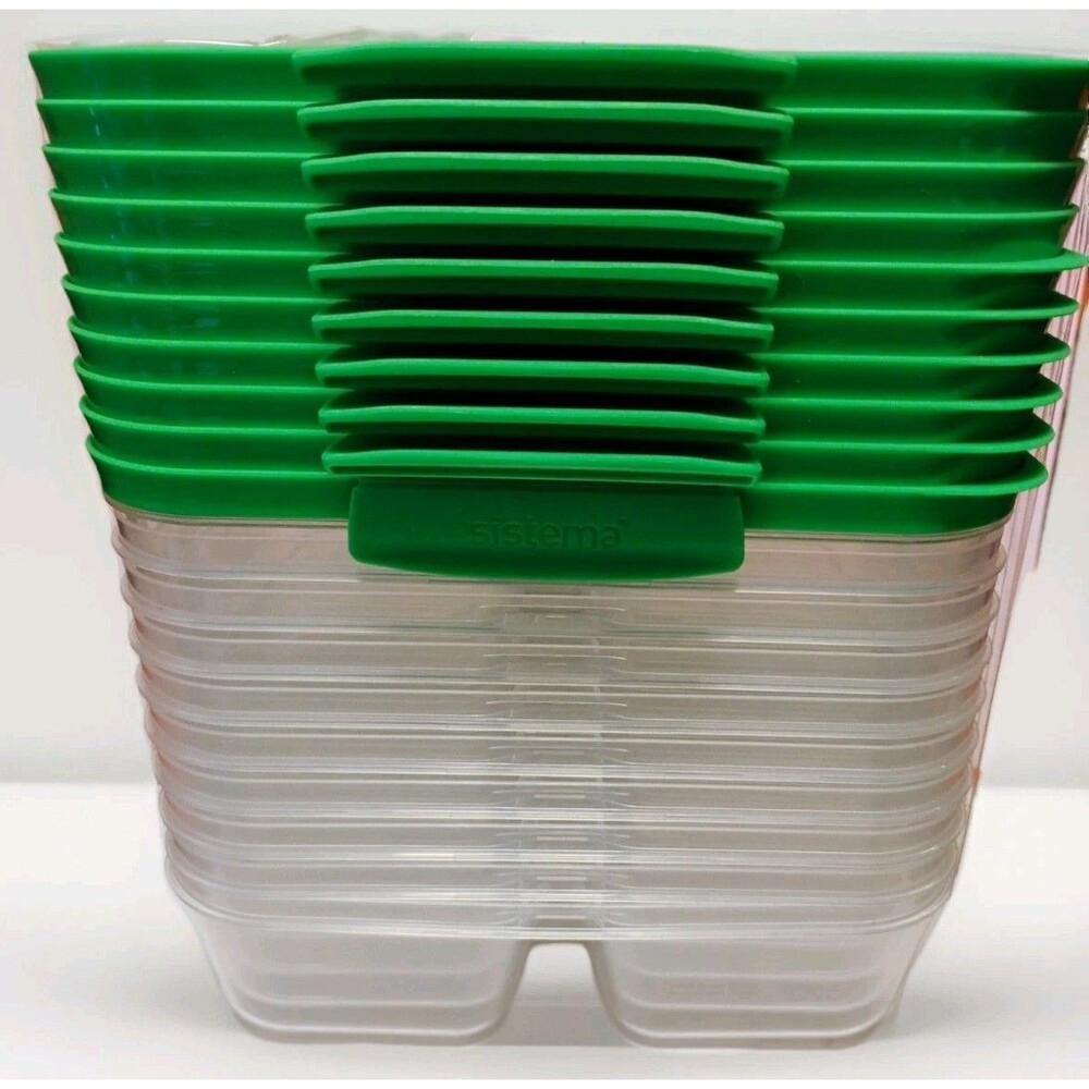 Sistema 10 Pack Nest It Meal Prep Food Storage Containers w/Lids Green 870ml